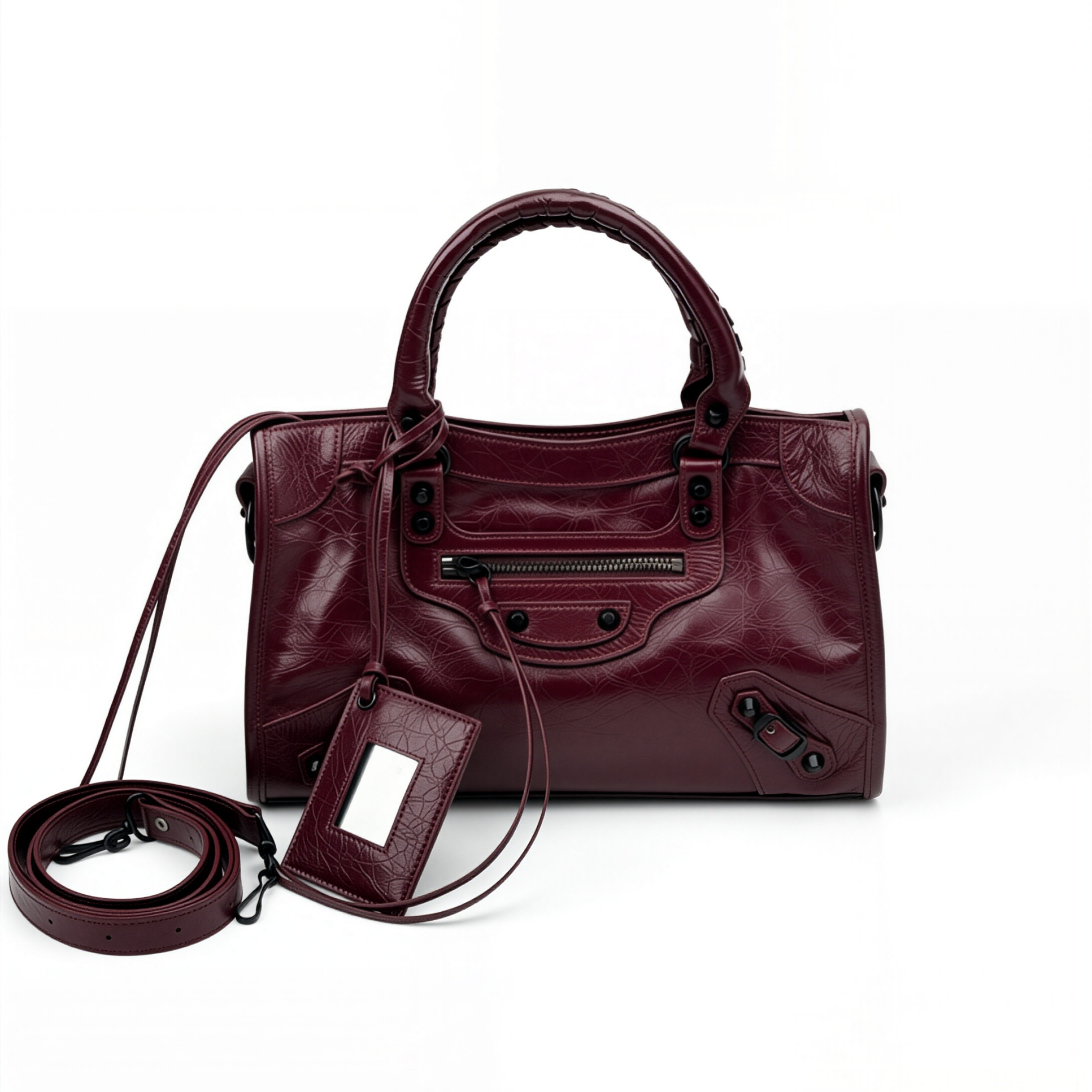 image_301550711819674 발렌시아가 XS 르 시티 와인 레드 크링클 카프스킨 BL3347 - 이미지 1